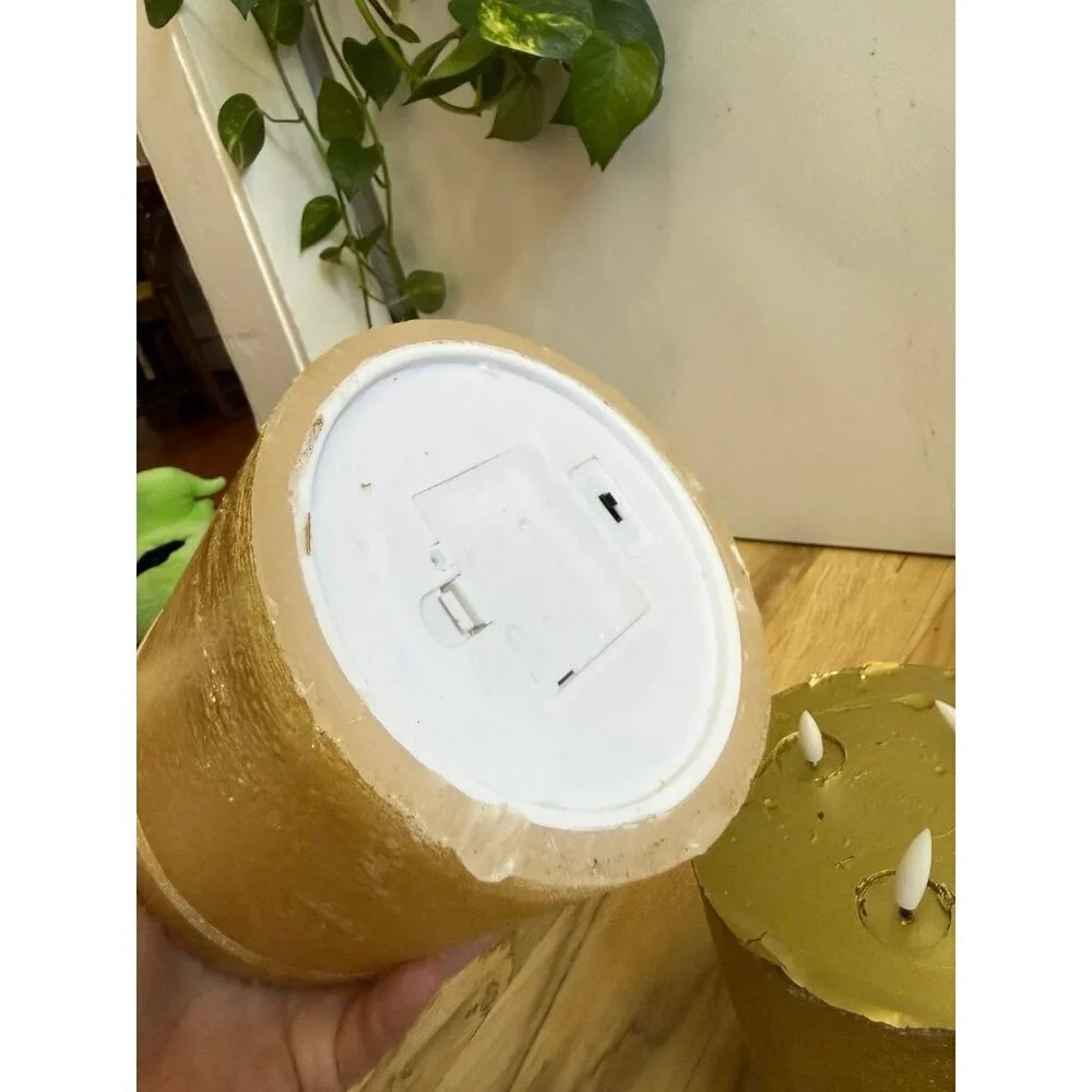 Rachel Zoe Gold Flameless LED Pillar Candles – Set of 2